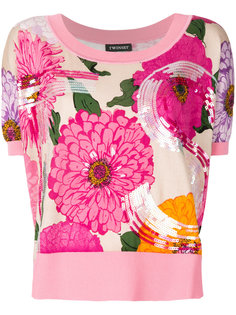 свитер с цветочным узором и пайетками  Twin-Set