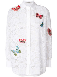 кружевная рубашка с вышивкой бабочек Valentino