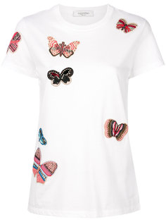 футболка с вышитыми бабочками  Valentino