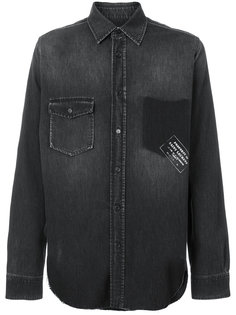 джинсовая рубашка в стиле "вестерн" с надписью Saint Laurent
