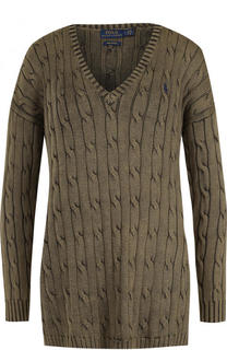Хлопковый пуловер фактурной вязки с V-образным вырезом Polo Ralph Lauren