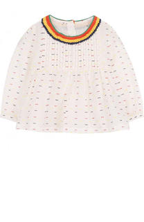 Хлопковая блуза с контрастным воротником Stella McCartney