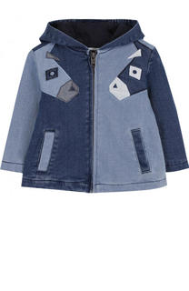 Джинсовая куртка на молнии с аппликацией и капюшоном Stella McCartney