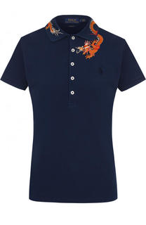 Хлопковое поло с контрастной вышивкой в виде дракона Polo Ralph Lauren