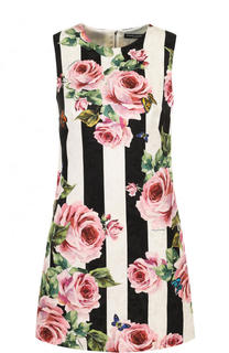 Мини-платье в полоску с цветочным принтом Dolce &amp; Gabbana