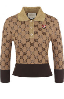 Пуловер с отложным воротником и укороченным рукавом Gucci