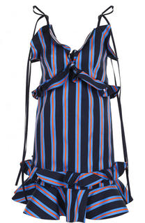 Мини-платье в полоску с оборками Kenzo