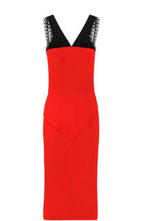 Шерстяное платье-футляр с V-образным вырезом на спинке Roland Mouret