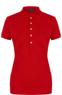 Хлопковое поло с вышитым логотипом бренда Polo Ralph Lauren