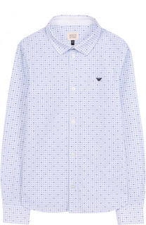 Хлопковая рубашка с принтом Armani Junior