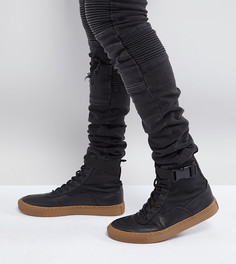 Черные высокие кроссовки для широкой стопы с каучуковой подошвой ASOS - Черный
