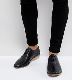 Черные кожаные туфли в стиле casual на шнуровке для широкой стопы с перфорацией ASOS - Черный