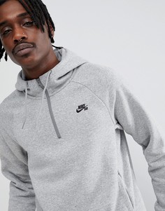 Худи серого цвета с короткой молнией Nike SB Icon 929147-064 - Серый