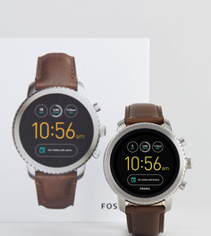 Часы с коричневым кожаным ремешком Fossil Q FTW4003 Explorist - Коричневый