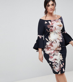 Платье с принтом и расклешенными рукавами Coast Plus Callie - Мульти