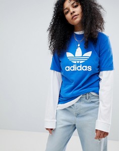 Синяя оversize-футболка с логотипом adidas Originals - Синий