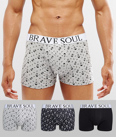 Набор из 3 боксеров с принтом Brave Soul - Черный