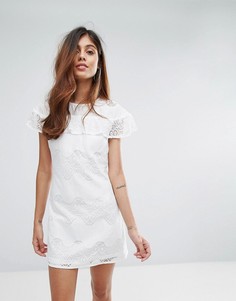 Платье мини с кружевной оборкой Love & Other Things - Белый