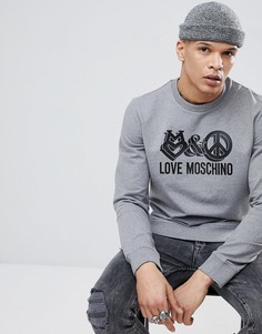 Серый свитшот с крупным логотипом Love Moschino - Серый