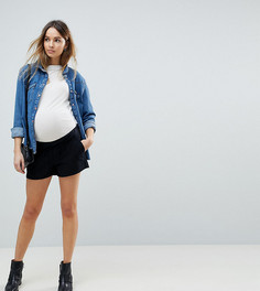 Черные парусиновые шорты в винтажном стиле с посадкой под животом ASOS MATERNITY - Черный