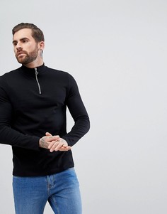 Черный лонгслив с молнией ASOS - Черный