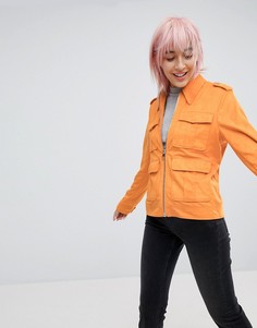 Куртка в стиле вестерн из искусственной кожи с карманами ASOS - Оранжевый