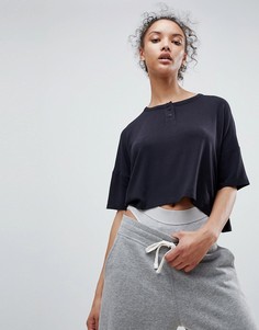 Укороченная оверсайз-футболка с пуговицами спереди ASOS - Серый