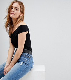 Топ с запахом спереди ASOS PETITE - Черный