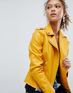 Байкерская куртка из искусственной кожи Miss Selfridge - Желтый