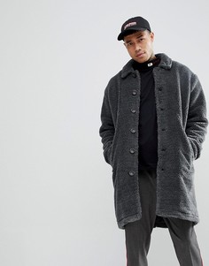 Темно-серое пальто из искусственного меха ASOS - Серый