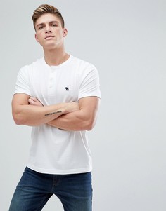 Белая футболка хенли с логотипом Abercrombie & Fitch - Белый