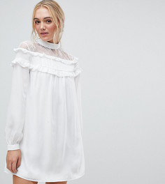 Платье с кружевной вставкой и оборками Fashion Union Tall - Белый