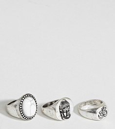 3 серебристых кольца-печатки Reclaimed Vintage Inspired эксклюзивно для ASOS - Серебряный