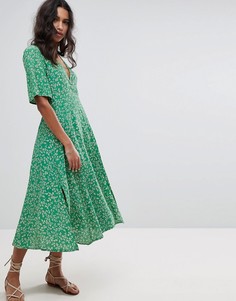Платье миди с цветочным принтом Faithfull - Зеленый