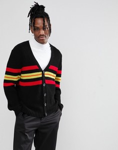 Черный свободный кардиган с полосами ASOS - Черный