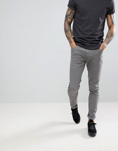 Серые саржевые брюки слим Farah Drake - Серый