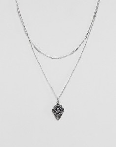 Ожерелье в винтажном стиле с подвеской ASOS - Серебряный