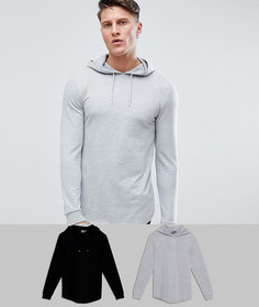 Худи обтягивающего удлиненного кроя (черный/серый меланж) ASOS - СКИДКА - Мульти