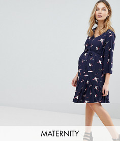 Короткое приталенное платье с принтом Mamalicious - Мульти Mama.Licious