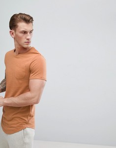 Удлиненная футболка с асимметричным подолом Produkt - Оранжевый