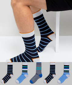 Набор из 5 пар носков в полоску Burton Menswear - Черный
