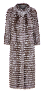 Длинная облегченная шуба из меха чернобурой лисицы на трикотажной основе Virtuale Fur Collection