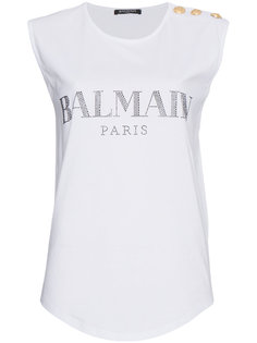 футболка без рукавов с логотипом  Balmain