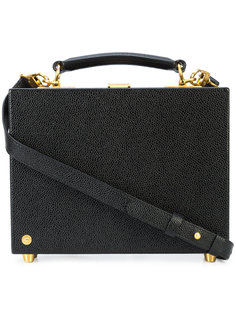 Mini Attache With Shoulder Strap In Pebble Grain Thom Browne