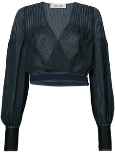 укороченная джинсовая блузка с V-образным вырезом Dvf Diane Von Furstenberg