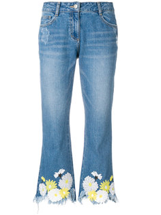 джинсы с цветочным принтом и необработанным краем  SJYP