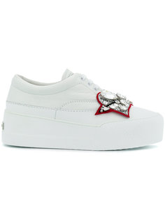 crystal embellished heart patch sneakers Miu Miu
