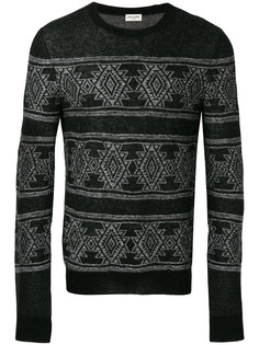 жаккардовый приталенный свитер  Saint Laurent