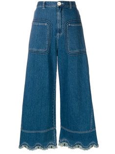 широкие джинсы с бахромой по краям See By Chloé