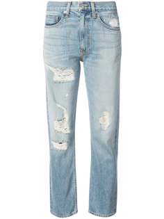 прямые джинсы с декоративными дырами Brock Collection